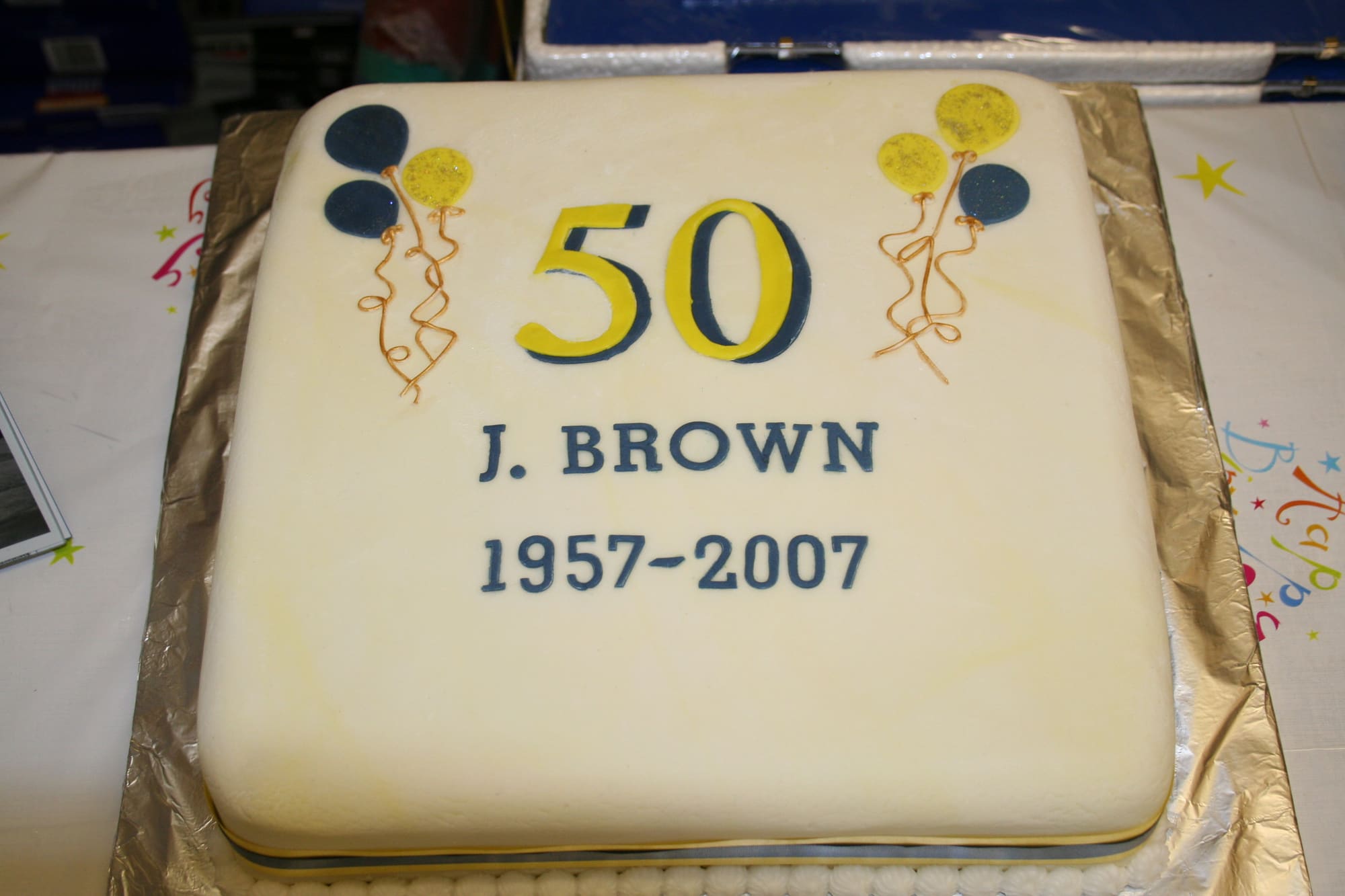 John Brown Hardware 50th anniversary cake marked 1957 to 2007
