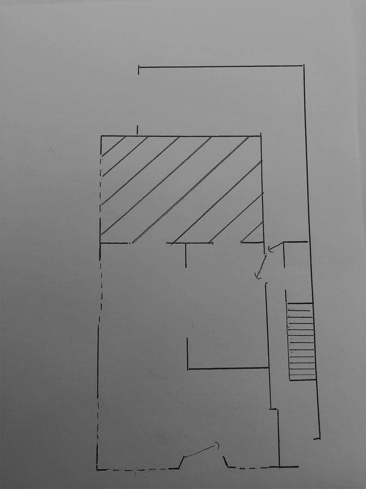 Floor plan of the first rear extension in the 1960s